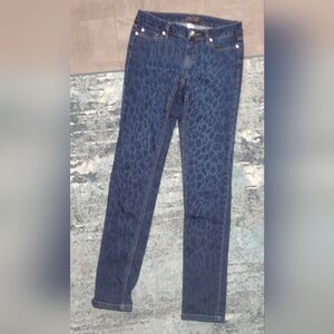 Stylish Blue Leopard Print Skinny Jeans
